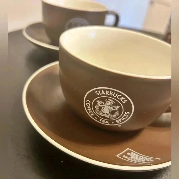Rare-2008 Dark Brown Cup and Saucer Set,  selling a set of 2 Starbucks - Picture 1 of 10